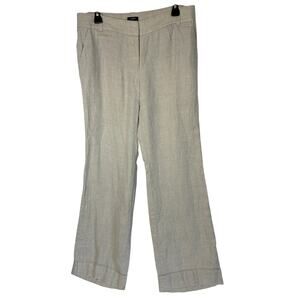 J. Crew 100% Linen Wide Leg Pants Womens 8 Beige Cuffed Career Profressional